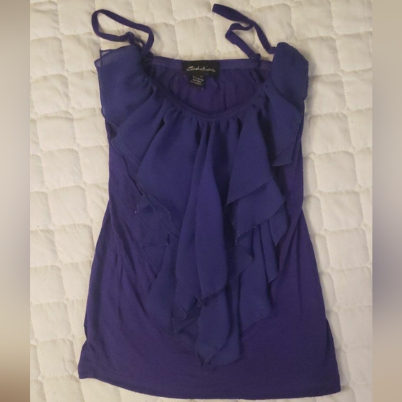 Seductions purple ruffles tank top - Picture 1 of 4